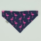 Preview: Halstuch für den Hund in dunkelblau mit pinken Flamingos